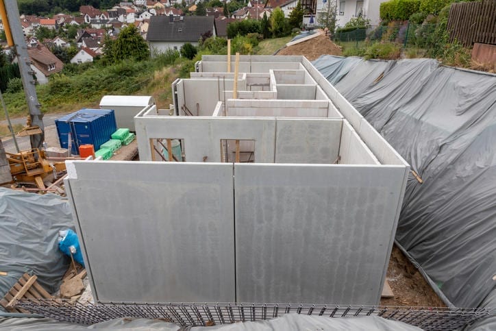unfinished construction site of a family house with ready to use walls unfinished construction site of a family house with ready to use walls